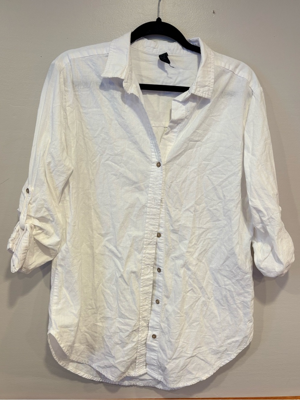 Cotton On Body White Button Down Roll Tab Sleeve Shirt Women's XS